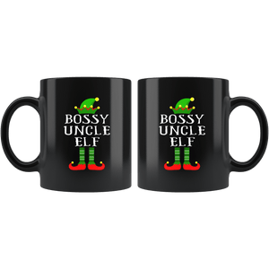 RobustCreative-Im The Bossy Uncle Elf Family Matching Outfits PJ - 11oz Black Mug Christmas group green pjs costume Gift Idea