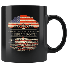 Load image into Gallery viewer, RobustCreative-Liberian Roots American Grown Fathers Day Gift - Liberian Pride 11oz Funny Black Coffee Mug - Real Liberia Hero Flag Papa National Heritage - Friends Gift - Both Sides Printed
