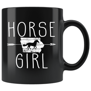 RobustCreative-Iowa Horse Girl Gifts Iowan Shape Country for women - 11oz Black Mug Racing Lover Gift Idea