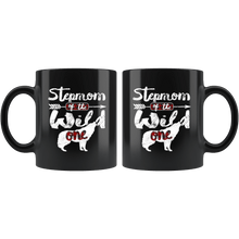 Load image into Gallery viewer, RobustCreative-Stepmom of the Wild One Wolf 1st Birthday Wolves - 11oz Black Mug wolves lover animal spirit Gift Idea
