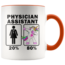 Load image into Gallery viewer, RobustCreative-Physician Assistant Dabbing Unicorn 20 80 Principle Superhero Girl Womens - 11oz Accent Mug Medical Personnel Gift Idea
