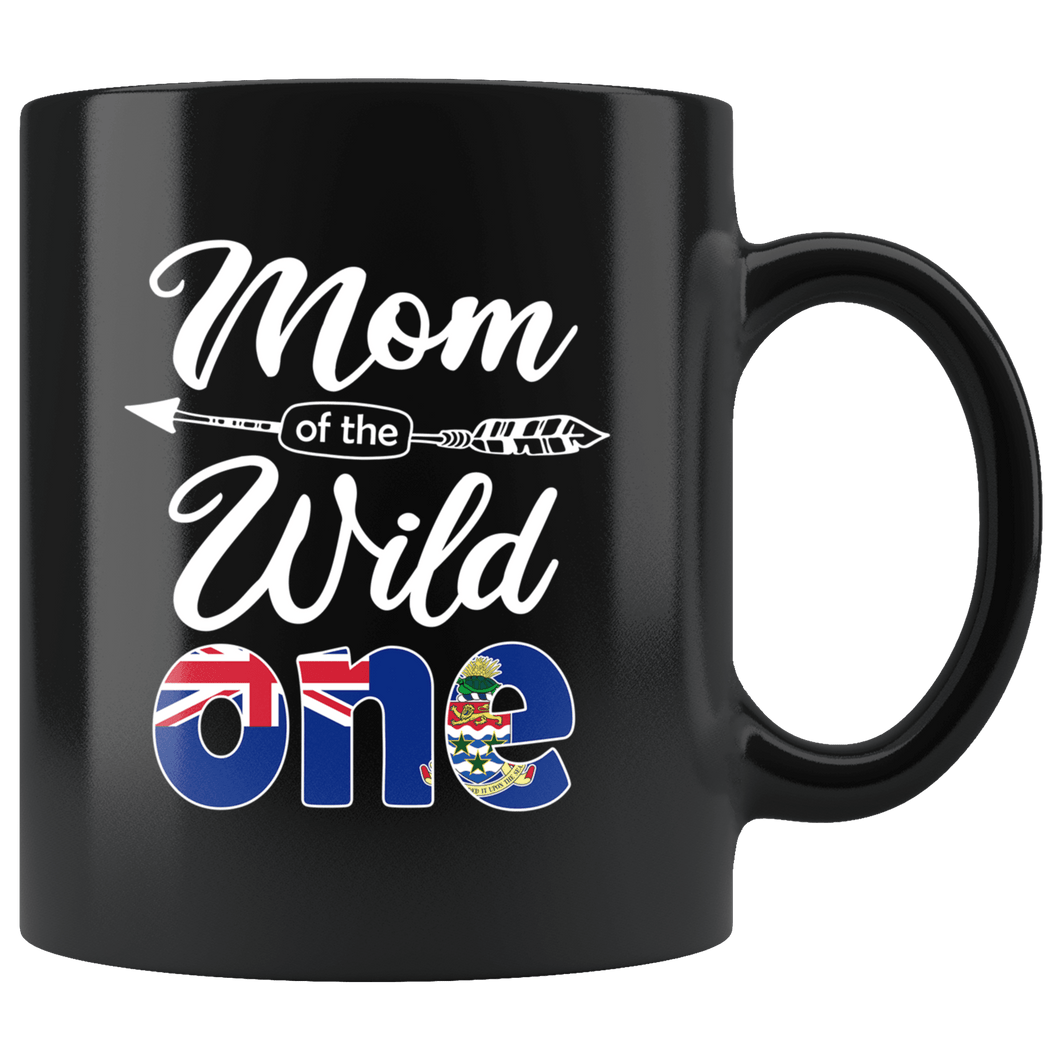 RobustCreative-Caymanian Mom of the Wild One Birthday Cayman Islands Flag Black 11oz Mug Gift Idea