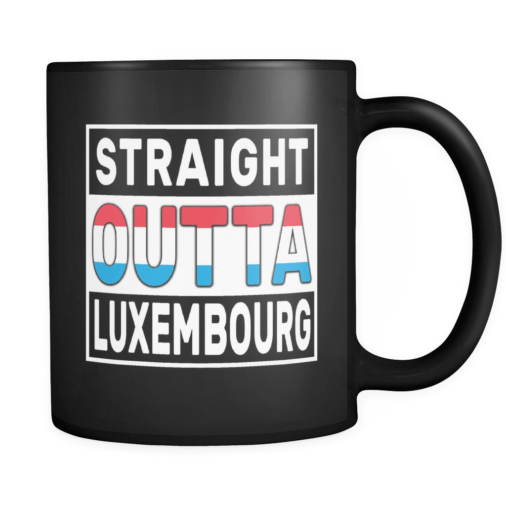 RobustCreative-Straight Outta Luxembourg - Luxembourgish Flag 11oz Funny Black Coffee Mug - Independence Day Family Heritage - Women Men Friends Gift - Both Sides Printed (Distressed)