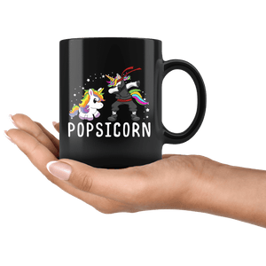 RobustCreative-Popsicorn Unicorn Grandpa Ninja Pops Dabbing & Rockin Black 11oz Mug Gift Idea