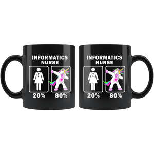 RobustCreative-Informatics Nurse Dabbing Unicorn 20 80 Principle Superhero Girl Womens - 11oz Black Mug Medical Personnel Gift Idea