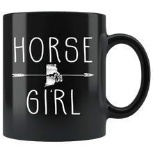 Load image into Gallery viewer, RobustCreative-Rhode Island Horse Girl Gifts Islander Shape Country for women - 11oz Black Mug Riding Lover Gift Idea
