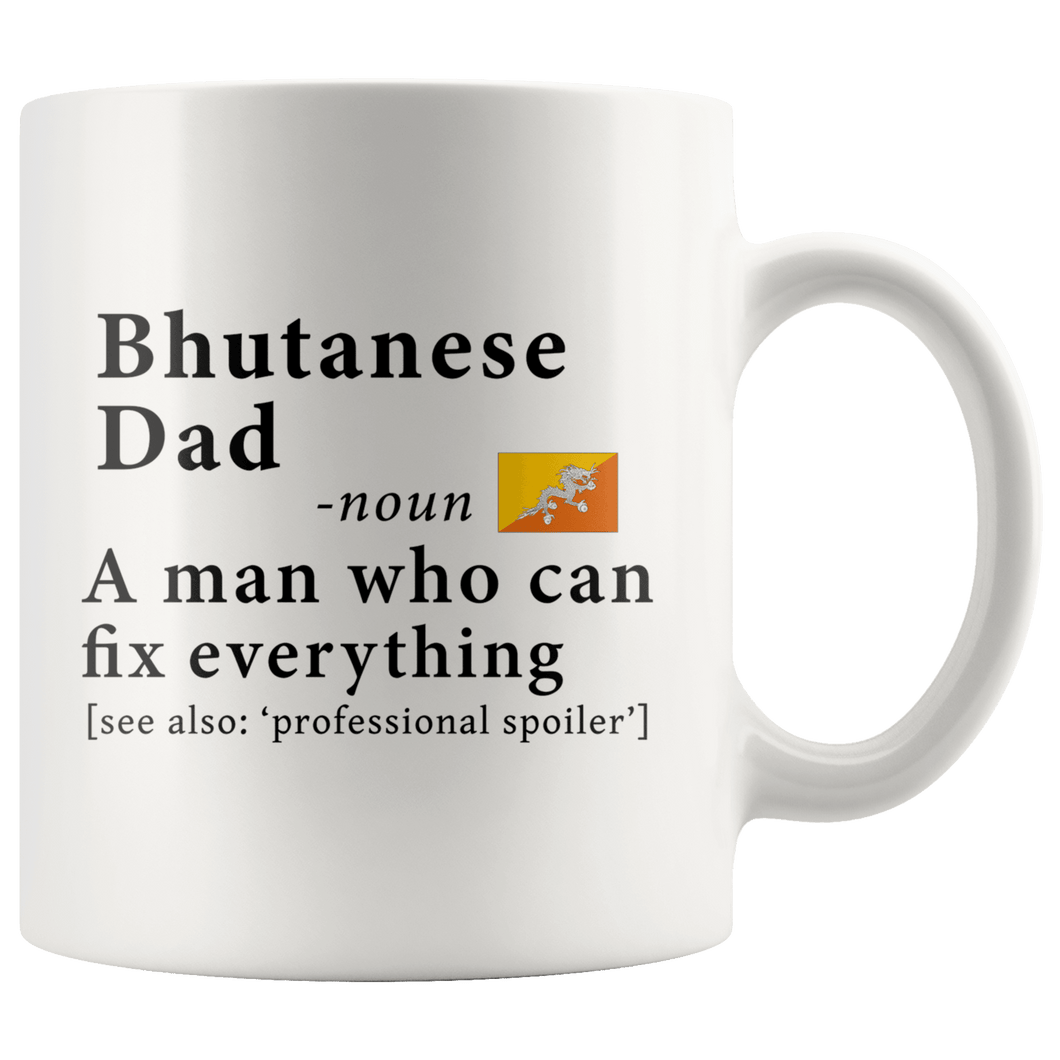 RobustCreative-Bhutanese Dad Definition Bhutan Flag Fathers Day - 11oz White Mug family reunion gifts Gift Idea