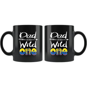 RobustCreative-Ecuadorian Dad of the Wild One Birthday Ecuador Flag Black 11oz Mug Gift Idea