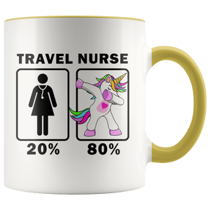 RobustCreative-Travel Nurse Dabbing Unicorn 20 80 Principle Superhero Girl Womens - 11oz Accent Mug Medical Personnel Gift Idea