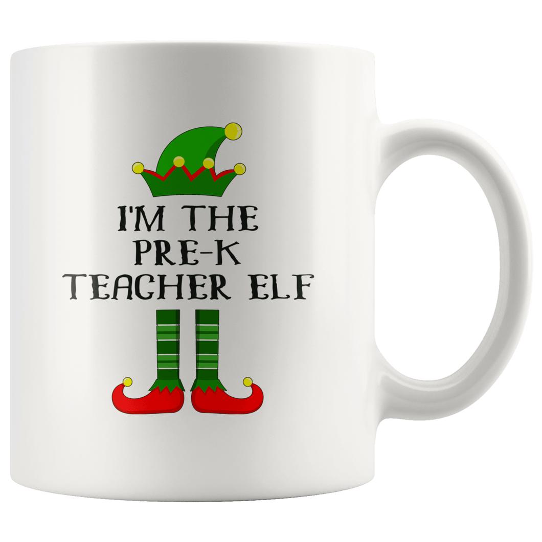 RobustCreative-Im The Pre-K Teacher Elf Christmas Teaching's - 11oz White Mug I Just Really Like to Teach Cute Tiny Humans Gift Idea