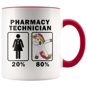 RobustCreative-Pharmacy Technician Dabbing Unicorn 80 20 Principle Superhero Girl Womens - 11oz Accent Mug Medical Personnel Gift Idea