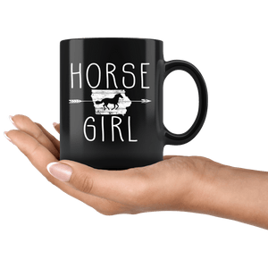 RobustCreative-Iowa Horse Girl Gifts Iowan Shape Country for women - 11oz Black Mug Racing Lover Gift Idea