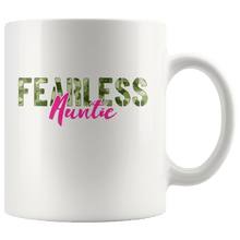 Load image into Gallery viewer, RobustCreative-Fearless Auntie Camo Hard Charger Veterans Day - Military Family 11oz White Mug Retired or Deployed support troops Gift Idea - Both Sides Printed
