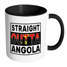 Load image into Gallery viewer, RobustCreative-Straight Outta Angola - Angolan Flag 11oz Funny Black &amp; White Coffee Mug - Independence Day Family Heritage - Women Men Friends Gift - Both Sides Printed (Distressed)

