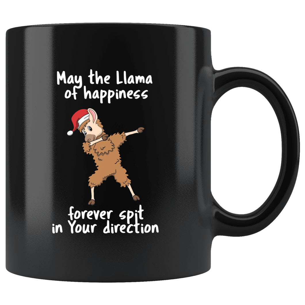 RobustCreative-Llama Dabbing Santa Spit Happens Quote Saying Cute - 11oz Black Mug Christmas gift idea Gift Idea