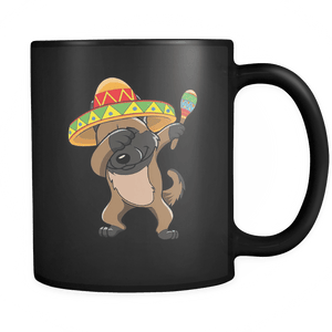 RobustCreative-Dabbing Belgian Malinois Dog in Sombrero - Cinco De Mayo Mexican Fiesta - Dab Dance Mexico Party - 11oz Black Funny Coffee Mug Women Men Friends Gift ~ Both Sides Printed