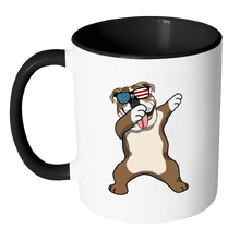 Load image into Gallery viewer, RobustCreative-Dabbing English Bulldog Dog America Flag - Patriotic Merica Murica Pride - 4th of July USA Independence Day - 11oz Black &amp; White Funny Coffee Mug Women Men Friends Gift ~ Both Sides Printed
